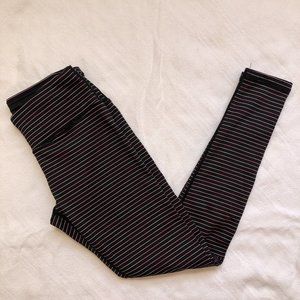 90 Degrees by Reflex Purple-Black Striped Leggings Small